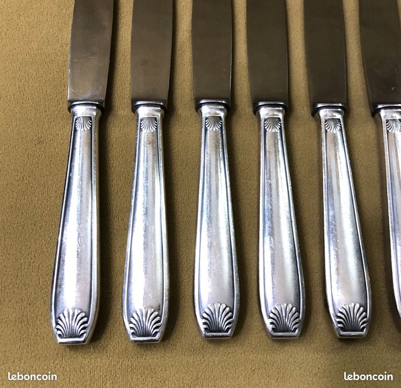 Lot de 6 portes couteaux métal argenté anciens Liseron SILEA - Arts de la table