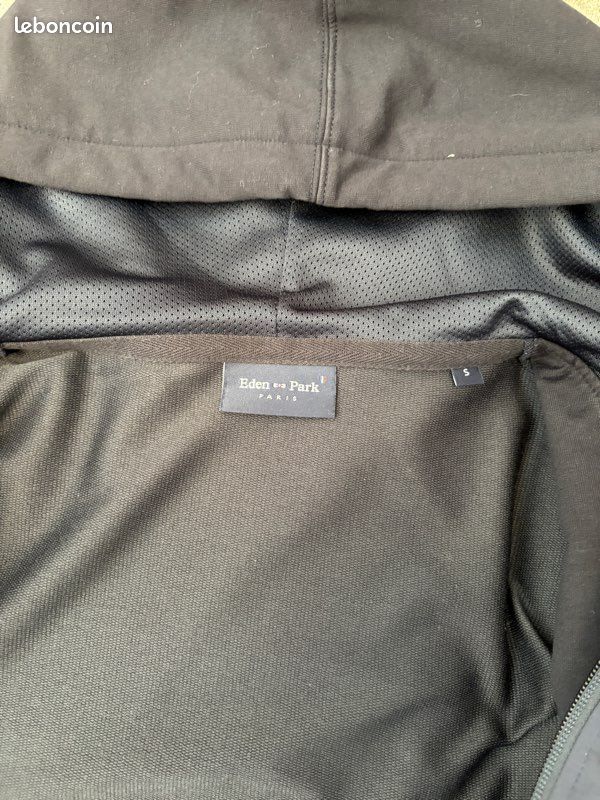 Veste / Sweat à capuche zippé Eden Park Bi-matière - Marine/Noir - Taille S (image 4)