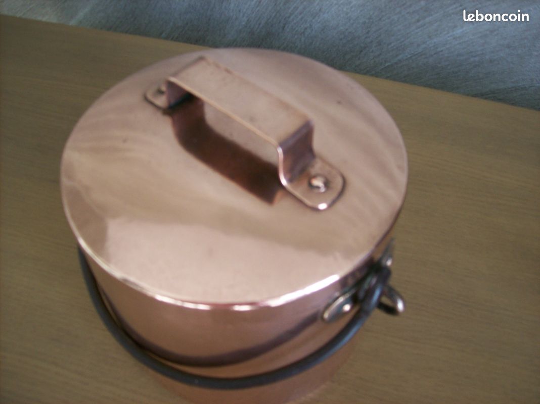 Marmite en cuivre,objet ancien,fer forgé,cheminée (image 8)