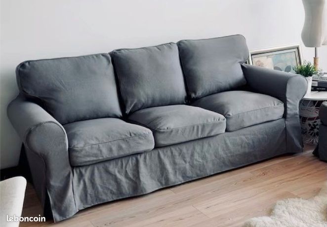 Housse IKEA EKTORP Sectionnelle 4 Places – Nordvalla Gris Foncé – Neuve 203.223.11