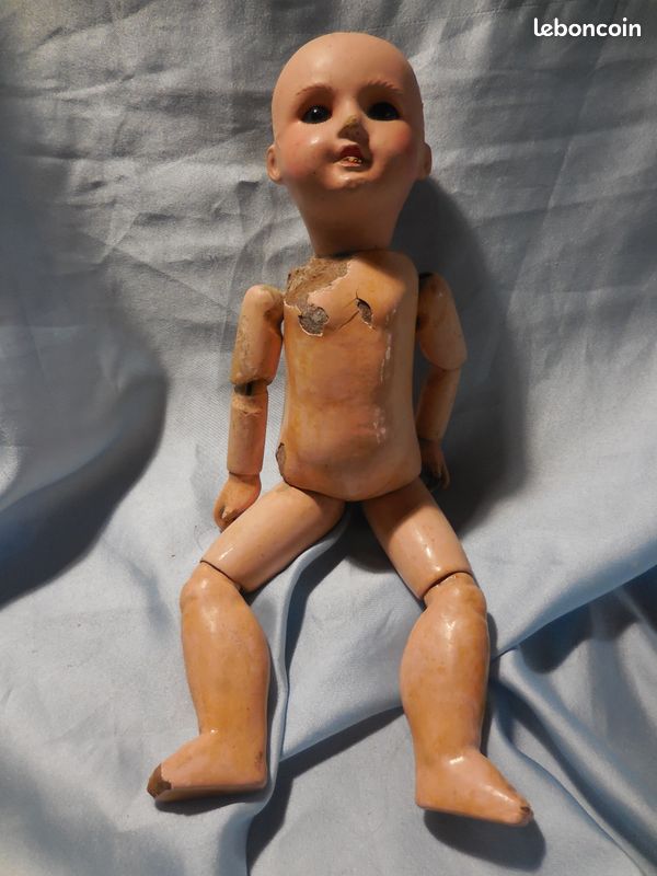 ancienne poupée bleuette , 29 cm bon état, restaurée ,voir