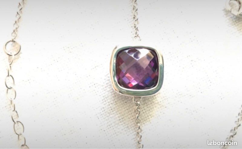 Bracelet Manchette Argent 925 – Améthyste Naturelle – Pierre Précieuse Violette – Fait Main
