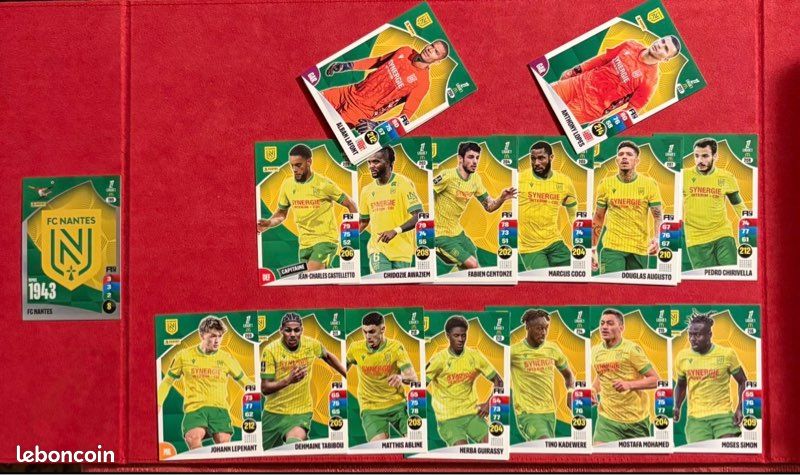 Lot De 11 Cartes Panini Score FC Nantes, Ligue 1 2023/2024, Complètes, Neuves