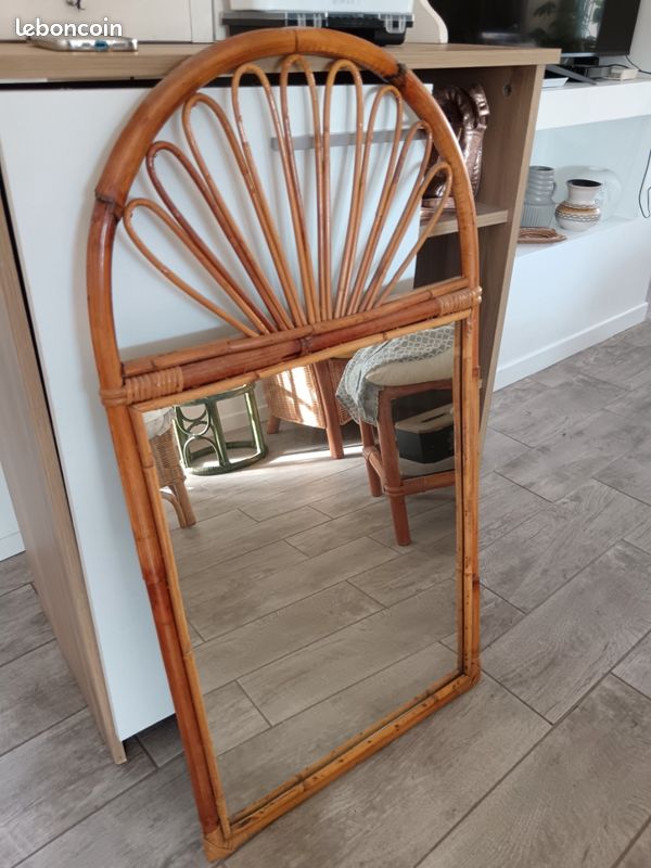 Miroir bohème vintage rotin (image 3)