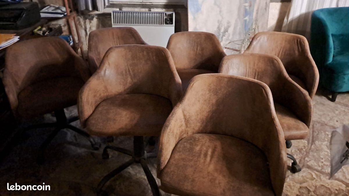 Lot de 7 fauteuils de bureau / salle à manger – Style Industriel / Vintage (image 17)