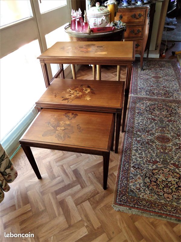 Tables gigognes marqueterie signé Paul GUTH atelier Majorelle Art Nouveau (image 1)