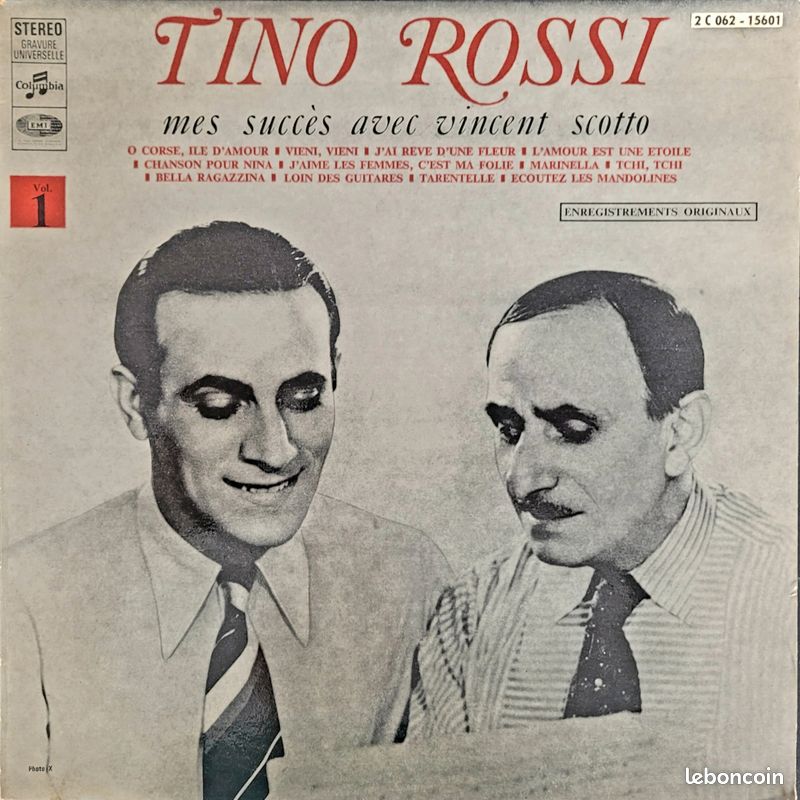 Tino Rossi « Mes succès avec Vincent Scotto » album N°1 disque vinyle 33T (image 1)