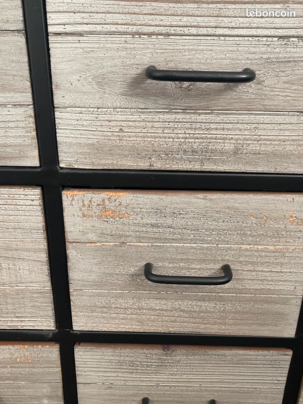 Belle Commode industrielle métal + bois 12 tiroirs – style atelier (image 6)