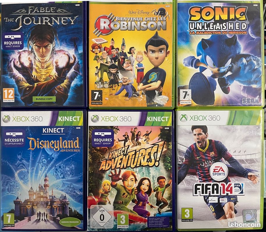 Console xbox 360 kinect 250gb noire + 2 manettes + 9 jeux (image 3)