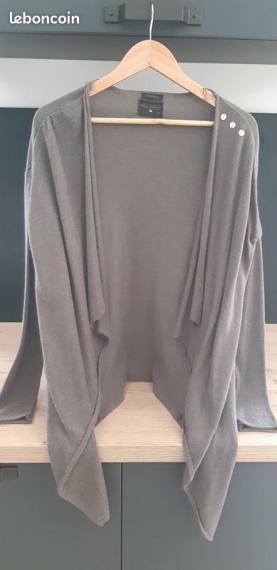 Long gilet BONOBO couleur taupe taille S (image 1)