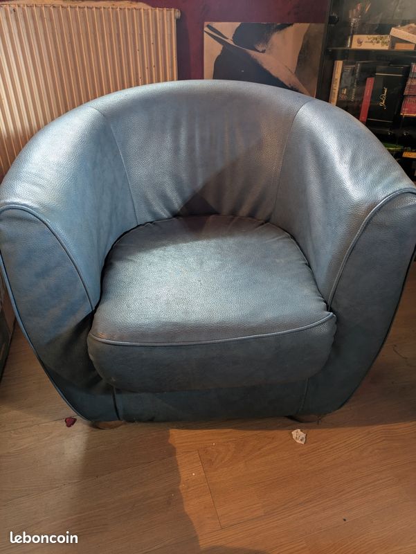 Fauteuils cuir bleu (image 2)