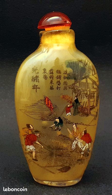 Bouteuille tabac chinoise peint main avec plusieurs personnages (image 2)