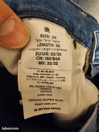 Jean G-Star Jambe Courte Taille 32 - Délavé Bleu - Excellent état Occasion
