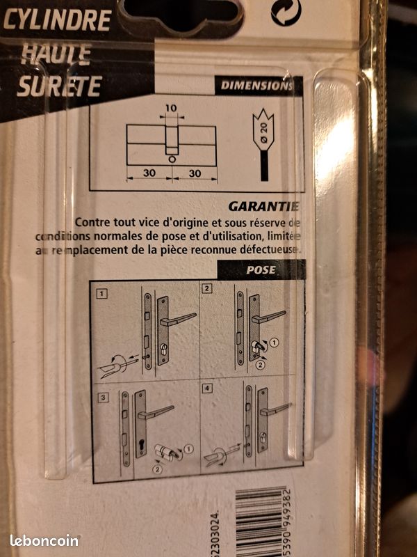 Cylindre de serrure haute sécurité 30/30 – neuf avec 4 clés (image 2)