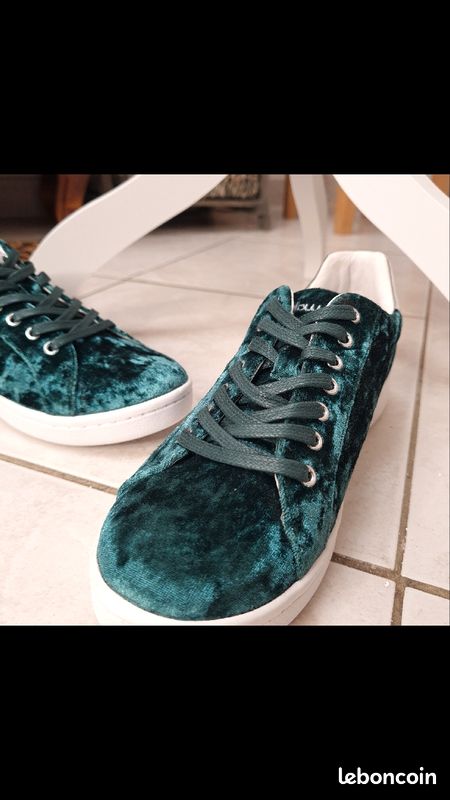 Sneakers Mellow Yellow Vertes/Argent en velours (image 7)