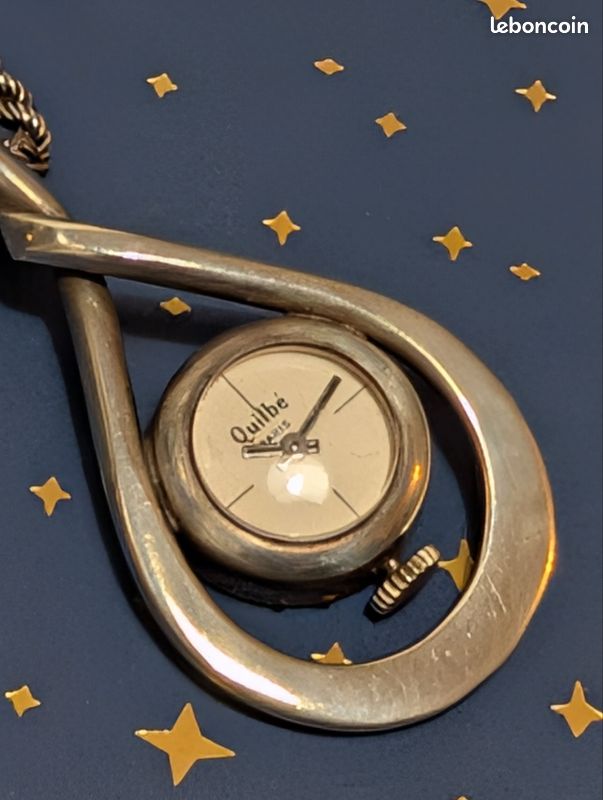 Montre Pendentif Argent Et Or 18K Poinçonnée - Élégante, Vintage, Occasion