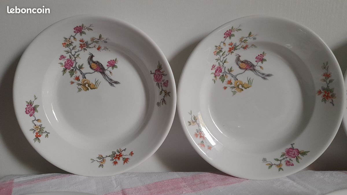 Superbes sept anciennes assiettes creuses Fonteyne la Rochelle Véritable porcelaine extra dure en excellent état (image 5)