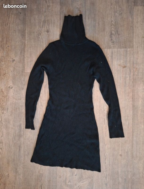 Robe pull col roulé noire classe élégante moulante shein Vêtements