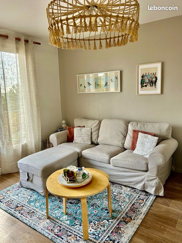 EKTORP Canapé 3 places kilanda beige clair + repose pieds (image 1)
