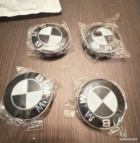 4 Logo Bmw Noir Et Blanc 56mm Centre De Roue Cache Moyeu Jante Emblème  Jantes Insigne