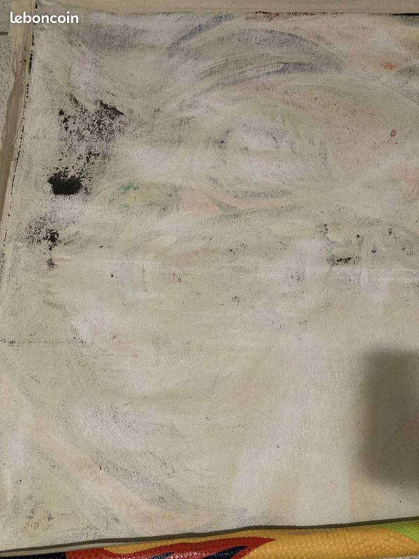 Grande toile “Ours multicolore” – peinture artisanale à la goutte (Bali) (image 5)