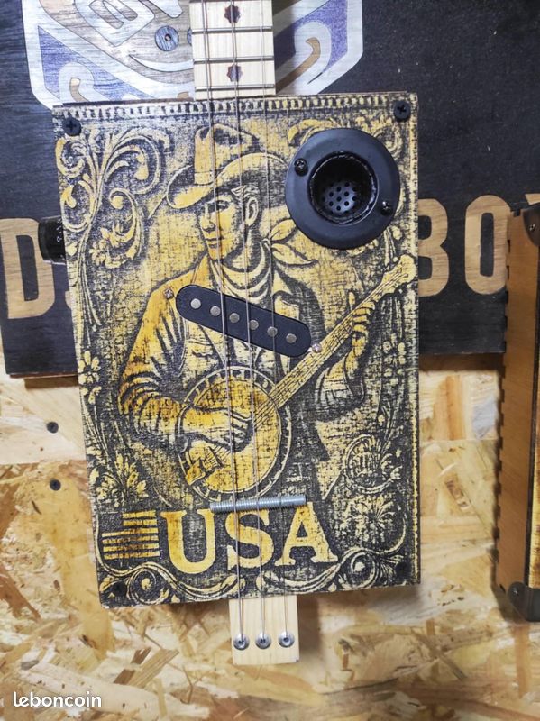 Cigarbox guitare "le cowboy au banjo" modèle unique (image 1)