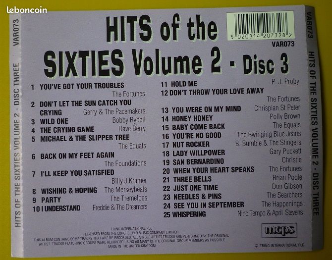 Coffret 4 CD Hits Of The SIXTIES Volume Two (c345) (image 6)