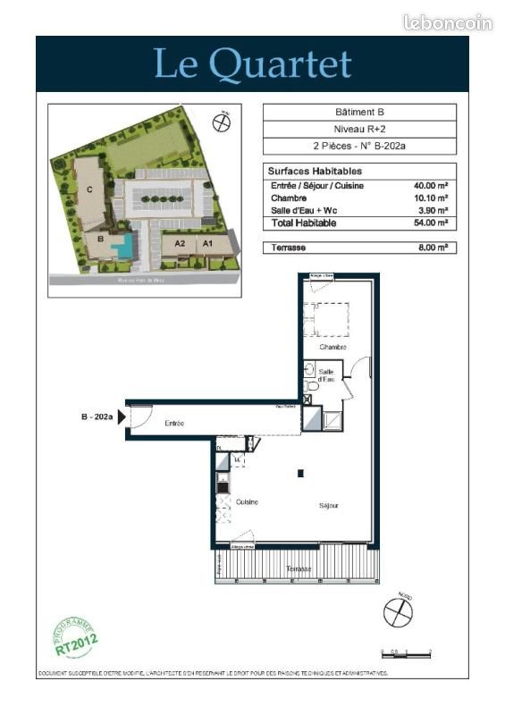 Appartement a louer coueron - 2 pièce(s) - 54 m2 - Surfyn