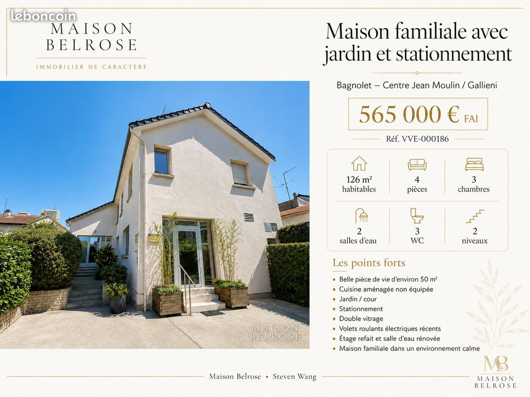 Maison 4 pièces 126 m² · à Bagnolet · 126 m² · 565 000 €