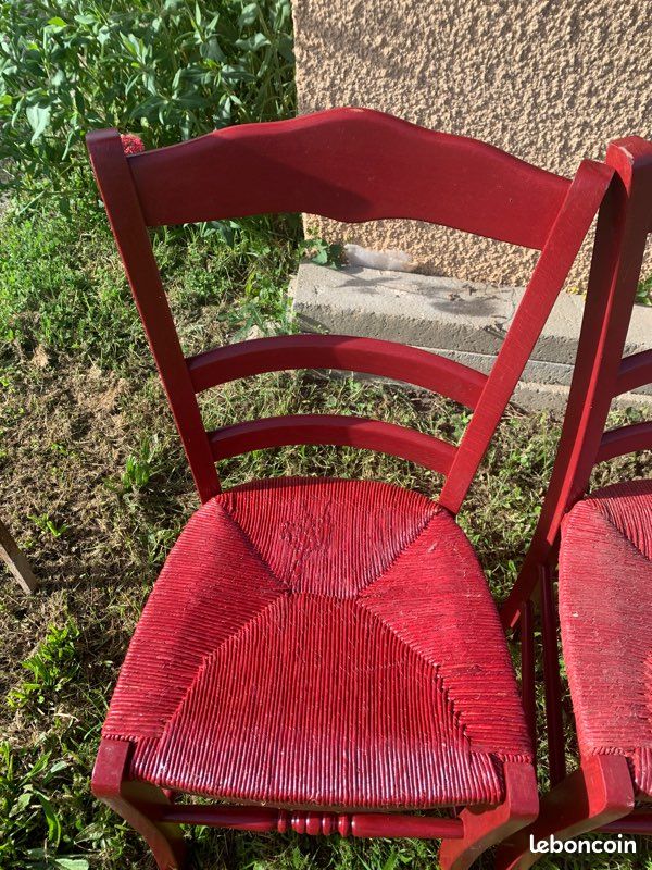 Lot de 4 chaises en bois rouge (image 4)
