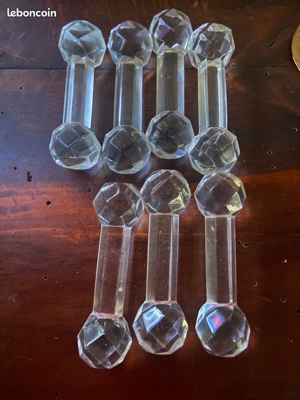 6 porte-couteaux en verre moulé oiseaux et rinc