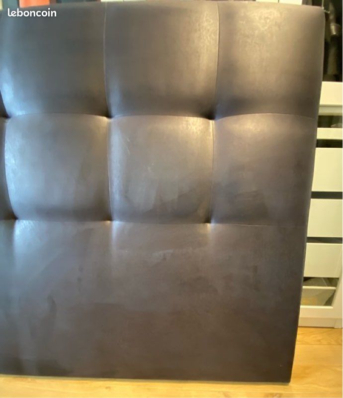 Tête de lit (lit 160) capitonnée tissu velours/daim gris anthracite (image 3)