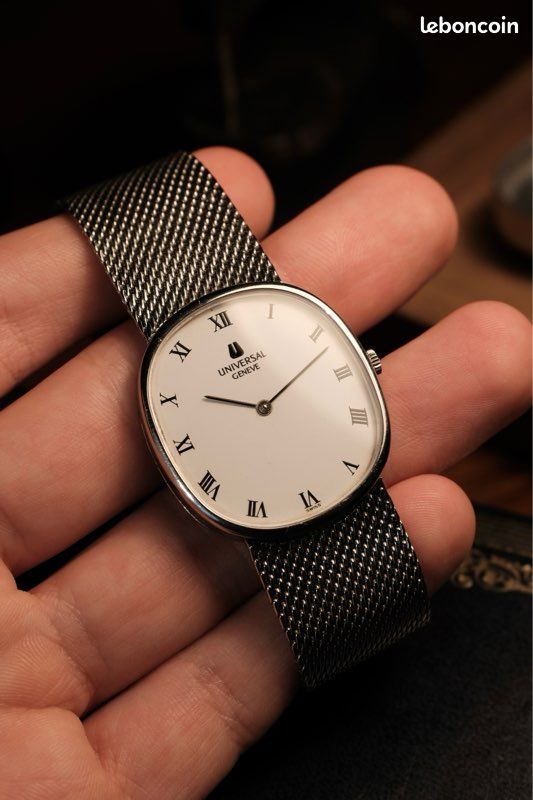Cadran Neuf Pour Montre Universal Genève Calibre 54 - Cadran Argenté à Index Bâtons, Années 1960