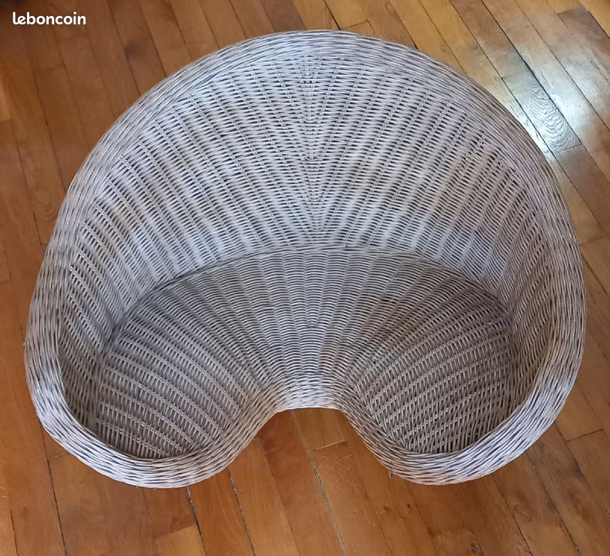 Fauteuil lotus yoga osier rotin vintage (image 2)