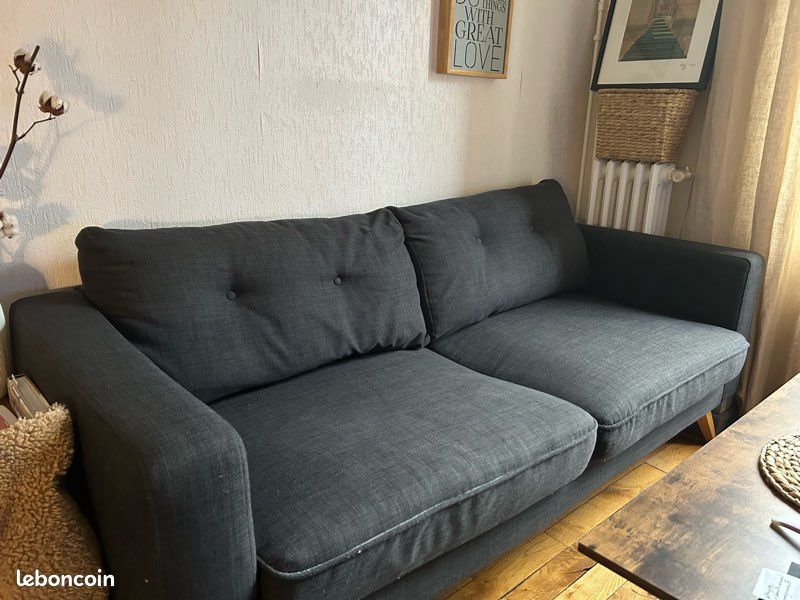 Canapé Brooke - Canapé style scandinave 3 places gris anthracite (image 5)