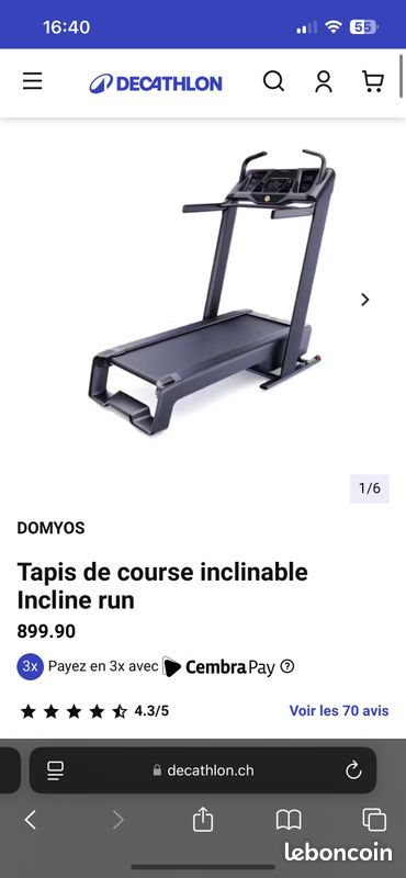Tapis de course incline run Sport Plein air