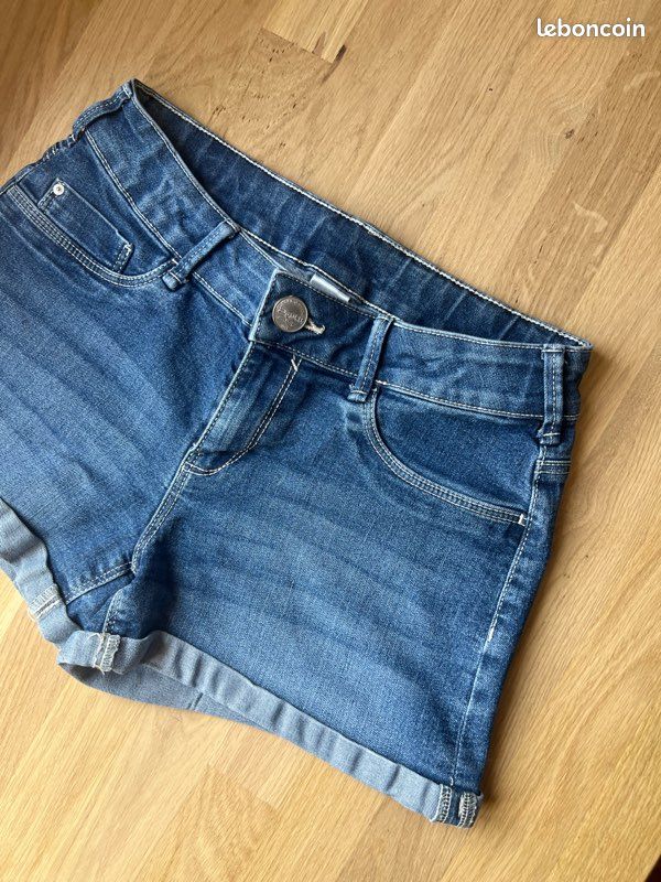 Short court femme mini short fille adolescent ado enfant bleu (image 2)