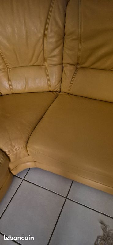 Canapé angle et fauteuil cuir veritable (image 8)