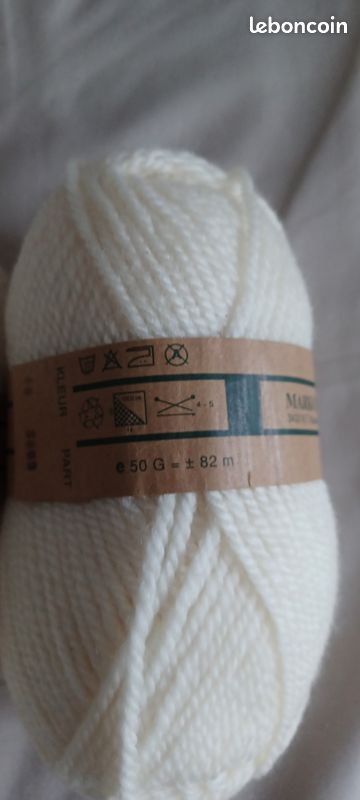 Lot De 2 Pelotes De Laine - 50g Chacune, 25% Laine - Origine France, Neuf Pour Tricot
