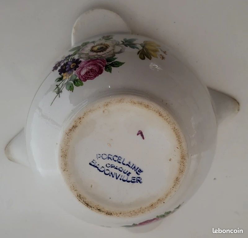 Assiette à Poisson Ancienne – Porcelaine Opaque De Badonviller – Blanc