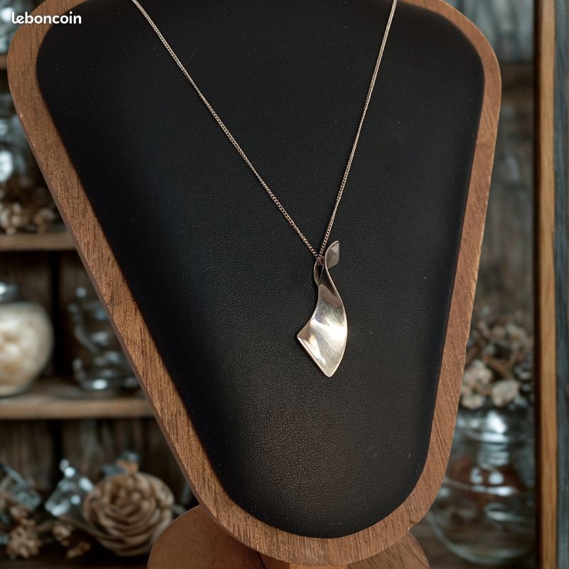 Collier, Chaîne Et Pendentif En Argent Massif Sterling - Avec Quartz - Bijou Occasion