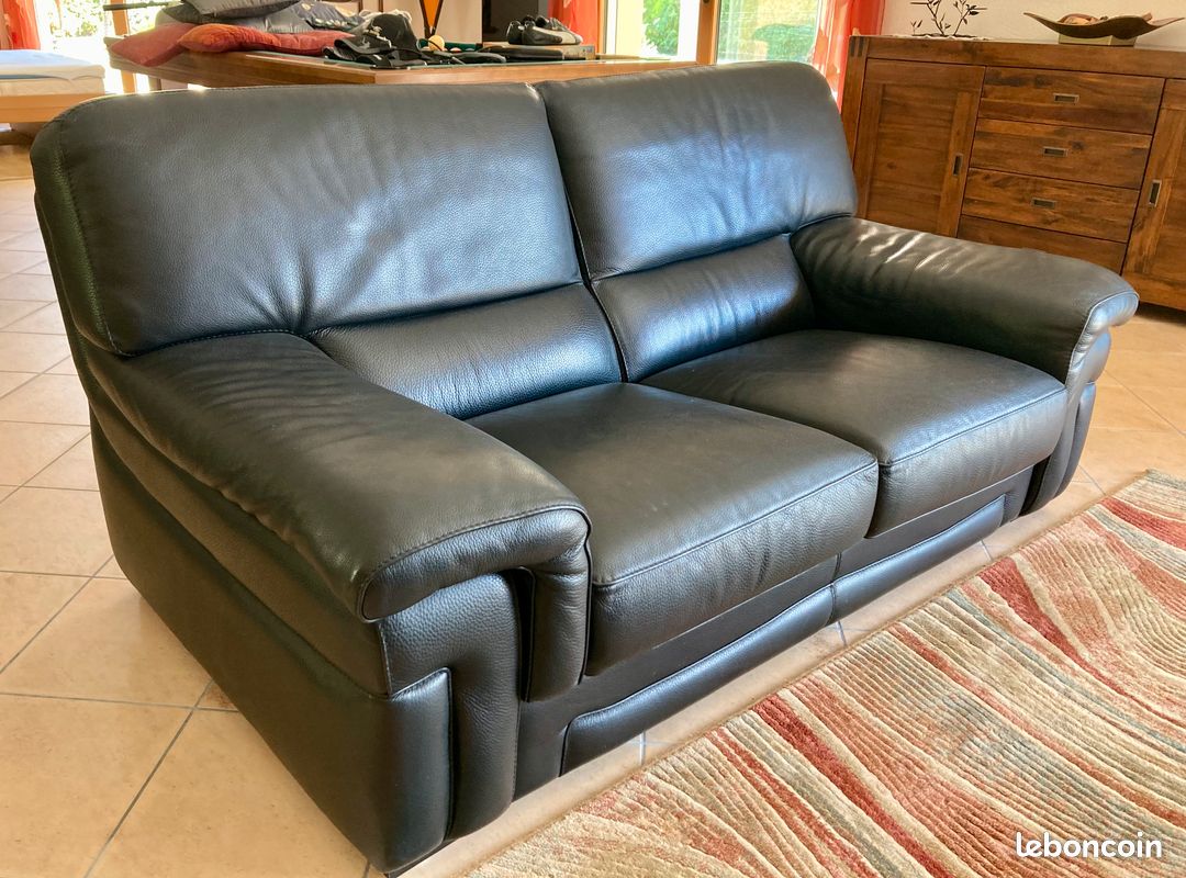 Canapé en cuir de buffle noir Roche Bobois (image 5)