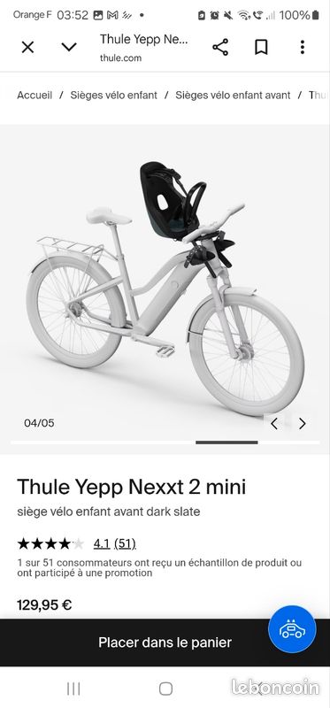 Siège vélo avant thule (image 2)