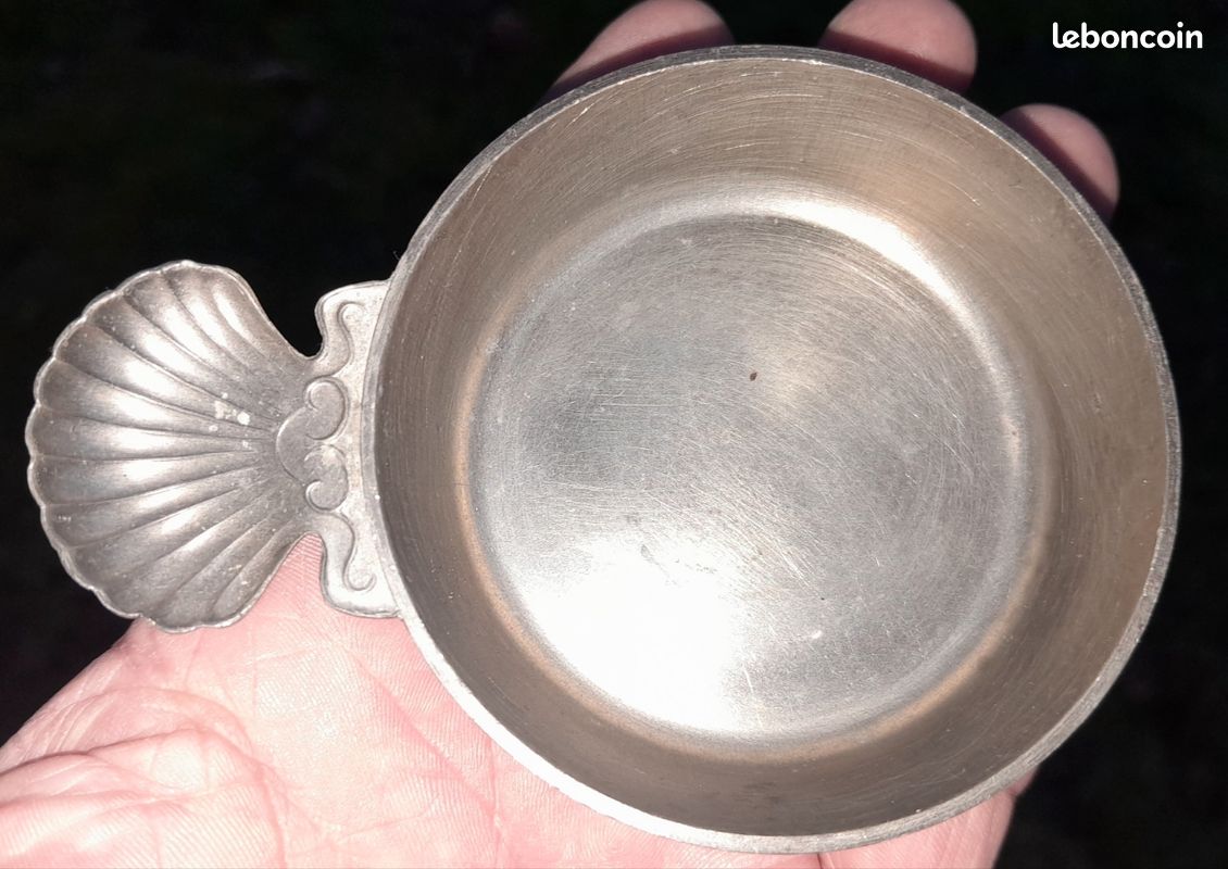 Ancien taste vin / coupe en étain et cristal du Manoir