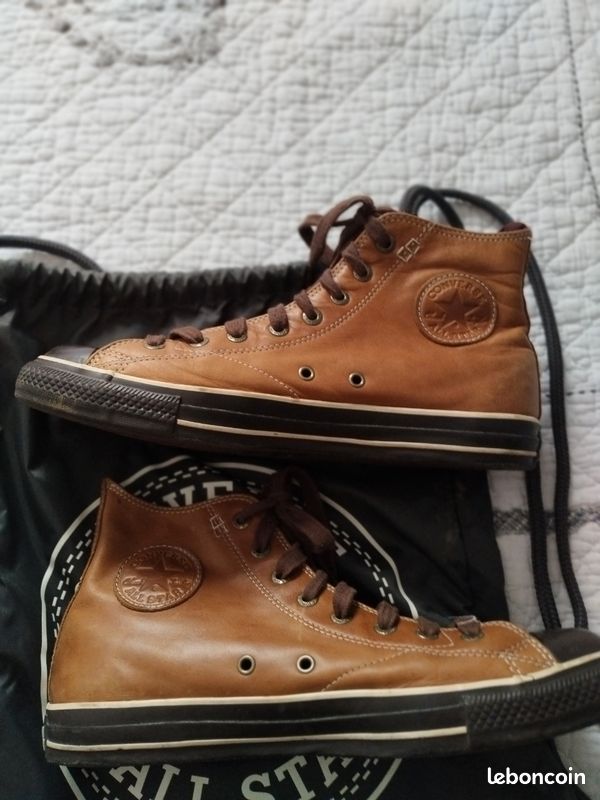 chaussures converse cuir homme marron