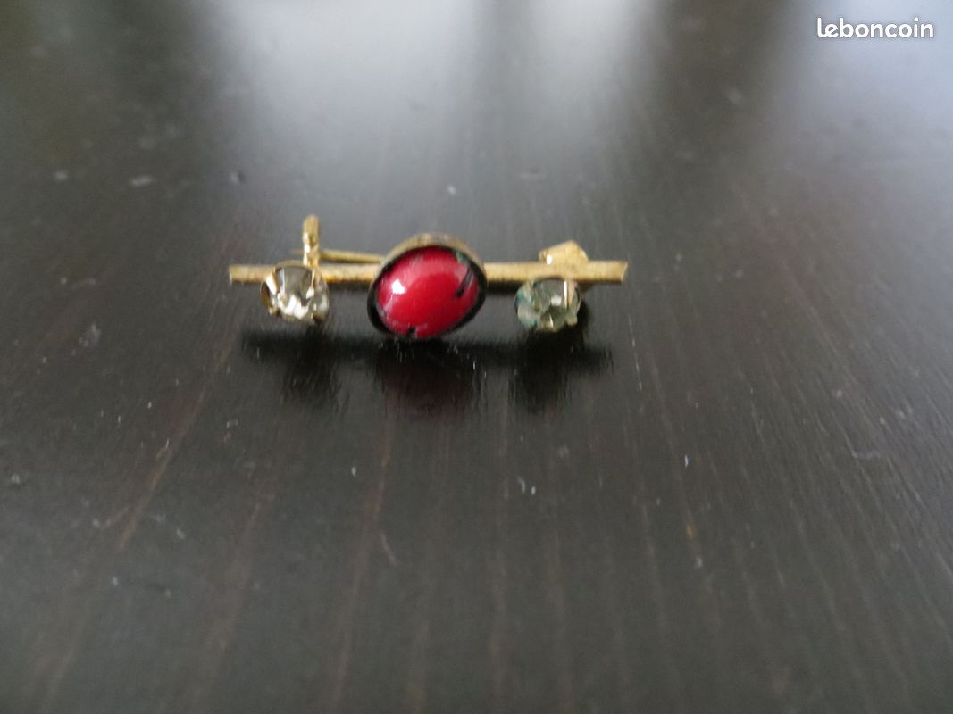Broche strass brillant et coccinelle pierre bijou XX ème 1950 (image 1)