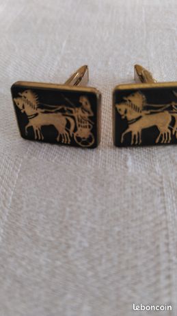 Boutons de manchette cheval doré vintage - Boutons de Manchette