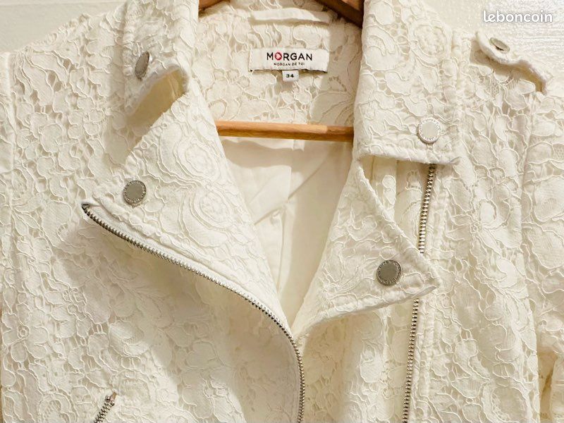Perfecto en dentelle blanc Morgan Vêtements