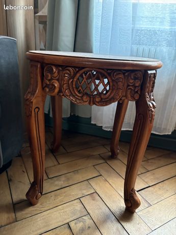 Table Louis XV du 19ème siècle avec plateau en marbre et bois