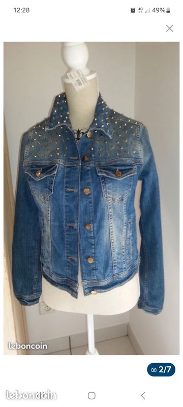 Veste Femme Style&Co. En Jean Bleu Délavé, Style Clouté - Taille S - Occasion Très Bon état